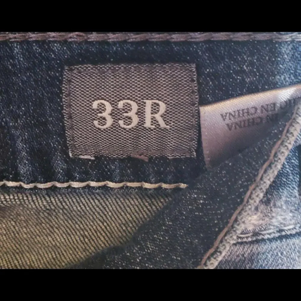 Mens Buckle BKE Carter Straight Leg Heavy Distressed Denim‎ Blue Jeans Size 33R